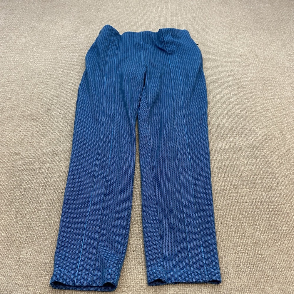 Betabrand Pants Womens Medium Blue Geometric Straight Leg Pull On Dress Work